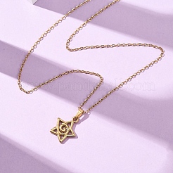 Collares con colgante de estrella de acero inoxidable 304 y cadena de cable para hombres y mujeres&nbsp;NJEW-K308-01B-G