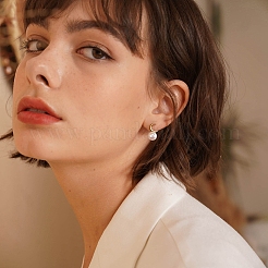 Серьги-пусеты из натурального жемчуга для женщин EJEW-P231-11G