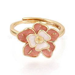 Цветочная латунная эмаль регулируемые кольца KK-T079-17G