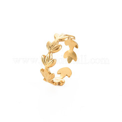 Anillo abierto de flor de acero inoxidable 304 con revestimiento iónico (IP) para mujer&nbsp;RJEW-S405-197G