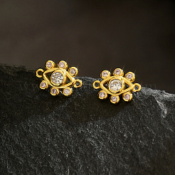 Серьги-гвоздики в виде цветка из латуни&nbsp;MI5248