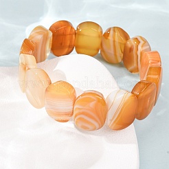Braccialetti elasticizzati ovali in agata naturale a bande (tinta e riscaldata) per uomo e donna&nbsp;GG-CBA9ACE-A11