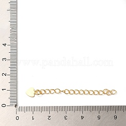 ラックメッキ真鍮カーブチェーンエクステンダー  中空のハートドロップが付いたエンドチェーン  18KGP本金メッキ  62mm&nbsp;KK-Q807-10G