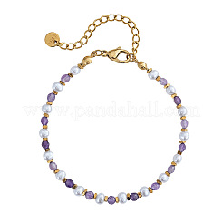 Armbänder aus natürlichem Amethyst und Imitationsperlen für Damen&nbsp;UB9347