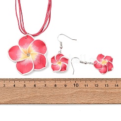 Ensemble de colliers et boucles d'oreilles pendantes en argile polymère avec cordon ciré&nbsp;FS-WG2CAA9-05