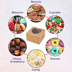 Квадратные бумажные коробки для печенья с прозрачным окошком в форме сердца CON-TAC0001-12C-02