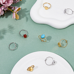 8 шт. 4 стиля ионного покрытия (IP) 304 нержавеющая сталь овальное кольцо манжеты компоненты&nbsp;RJEW-DC0001-18