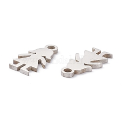 変色しない201ステンレススチールペンダント  レーザー切断  手動研磨  女の子  ステンレス鋼色  14x7.5x1mm  穴：1.6mm&nbsp;STAS-D451-18P