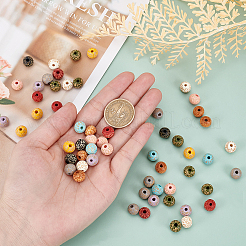 100шт 10 цвета окрашенные бусины из натурального дерева&nbsp;WOOD-OC0002-08