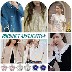 6 шт. 3-х цветные запонки из сплава стекла с цветочным узором HJEW-NB00195