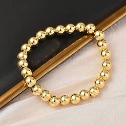 Stretch-Armbänder aus Messing mit runden Perlen für Männer und Frauen&nbsp;BJEW-B148-05E-G