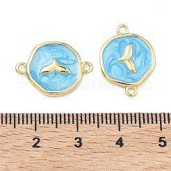 Подвески-коннекторы из латуни с эмалью в морском стиле&nbsp;KK-C251-05G-02