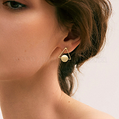 4 пара двухцветных железных сережек-гвоздиков&nbsp;EJEW-HY0001-13