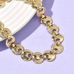 Браслет из плоских цепочек с круглыми звеньями из прозрачного кубического циркония&nbsp;BJEW-G773-06G