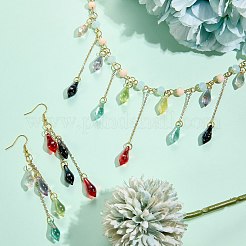 140шт 7 цвета ручной работы золотой песок бусины лэмпворк LAMP-SZ0001-56