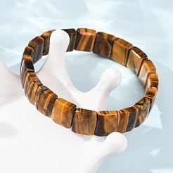 Bracelets extensibles unisexes en perles œil de tigre naturel&nbsp;G-K303-02A