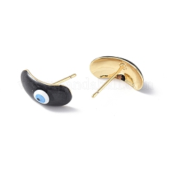 Aretes ovalados curvos de esmalte con mal de ojo&nbsp;EJEW-G334-02G-03