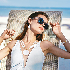 Ожерелья и браслеты из натурального жемчуга и наборы сережек-подвесок SJEW-PH01394