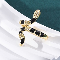 Латунные кольца-манжеты с микропаве и прозрачным цирконием для женщин&nbsp;RJEW-U047-39G