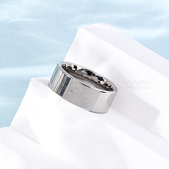 201ステンレススチールワイドバンド指輪  PVD真空メッキ  長持ちメッキ  ステンレス鋼色  8mm  内径：17.3mm&nbsp;RJEW-K252-02E-P