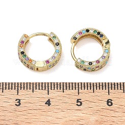 Boucles d'oreilles créoles en laiton micro pavé de zircons cubiques pour femmes&nbsp;EJEW-A167-19G-01
