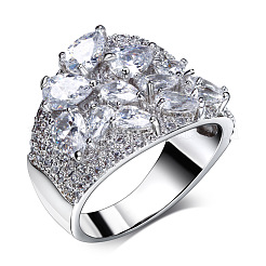 Латунные микро проложить пальцев кольца кубического циркония&nbsp;FS-WG4D6DE-14