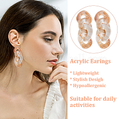 4 пара двухцветных акриловых сережек-гвоздиков с подвесками в виде конского глаза и стальными железными штифтами для женщин EJEW-AN0004-11