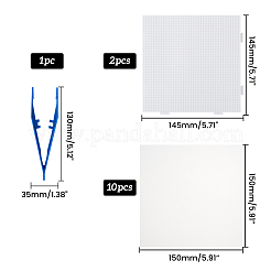 DIYのヒューズビーズセット  耐熱アイロンペーパー付き  2.6mm DIYヒューズビーズに使用されるピンセットとABCプラスチックペグボード  正方形  ホワイト  150x150x0.1mm  145x145x6mm  130x35x11mm&nbsp;DIY-PH0028-01