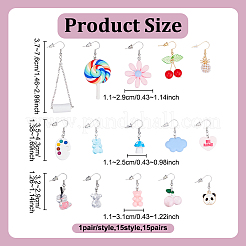 3 комплект из 3-х акриловых сережек-подвесок EJEW-UN0002-78