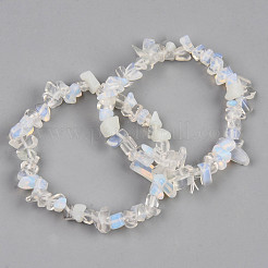 Braccialetti unisex elasticizzati con perline opalite chip&nbsp;BJEW-S143-10