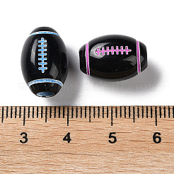 スプレープリントの不透明アクリルヨーロピアンビーズ  大穴ビーズ  ラグビー  ミックスカラー  15.5x11mm  穴：4mm  約500個/500g&nbsp;SACR-P031-27B
