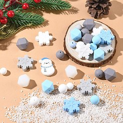 53 шт. круглые и снежинкообразные бусины из пищевого экологически чистого силикона&nbsp;SIL-YW0001-98