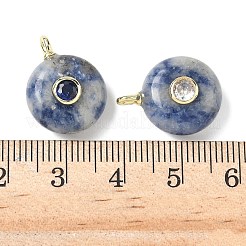 Плоские круглые подвески из натуральной яшмы с синими пятнами&nbsp;G-H318-01G-07