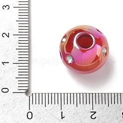 UVメッキ不透明アクリルヨーロピアンビーズラインストーンセッティング  大穴ビーズ  虹色の  ラウンド  レッド  15.5x14.5mm  穴：4.5mm  2mmのラインストーンに適する&nbsp;AC-CBA6658-06A