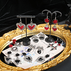 Наборы для самостоятельного изготовления сережек-подвесок в виде готического сердца из латуни и эмалевого сплава&nbsp;DIY-SC0026-61