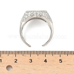 Кольца-манжеты в форме сердца из латуни с микропаве из кубического циркония для женщин RJEW-A069-11P-01