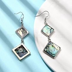 Серьги-подвески из натуральной латунной раковины морского ушка EJEW-F388-01E-P