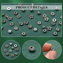 Perline distanziatrici in lega di stile tibetano 100 pz 10 stili&nbsp;TIBEB-YW0001-14AG