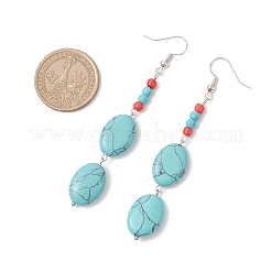 Orecchini pendenti in ottone sintetico turchese&nbsp;EJEW-JE06535-03