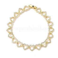 Браслет из звеньев сердца из прозрачного кубического циркония&nbsp;BJEW-G773-02G