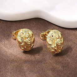 Латунный овал с человеческими серьгами-гвоздиками&nbsp;EJEW-F400-24A-G