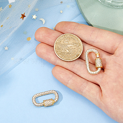 2 breloque en laiton micro pavé de zircone cubique transparente avec mousqueton à vis&nbsp;ZIRC-DC0001-38G