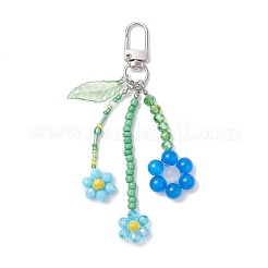 Décorations suspendues en forme de fleur en œil de chat et perles de verre&nbsp;HJEW-TA00383-03