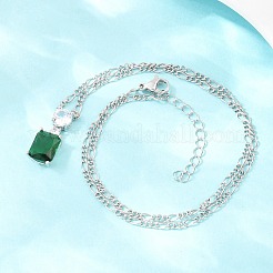 Подвеска в виде флакона духов из латуни с прозрачными кубическими циркониями и зеленым стеклом&nbsp;NJEW-F364-02P