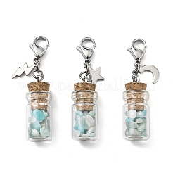 Натуральный амазонитовый осколок внутри стеклянной бутылки желаний подвеска украшение&nbsp;HJEW-JM03130-02