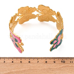 Brazaletes de acero inoxidable 304 con esmalte para mujer&nbsp;BJEW-P347-01G-A