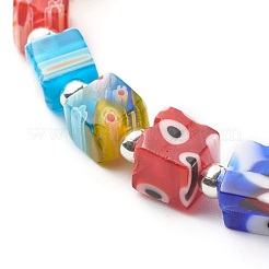 Bracelet extensible de perles de lampwork millefiori faites à la main pour cadeau de femme adolescente&nbsp;BJEW-JB06847-04