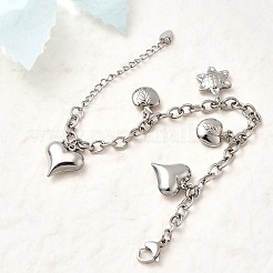 Браслеты с подвесками из нержавеющей стали 304 BJEW-P368-06A-P