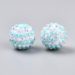 Полосатый узор смола ab стразы круглые бусины RESI-S313-18x20-15