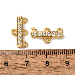 Enlaces de componentes de araña rectangulares de circonita cúbica transparente micro pavé de latón chapado en estante&nbsp;X-KKB-L215-037G